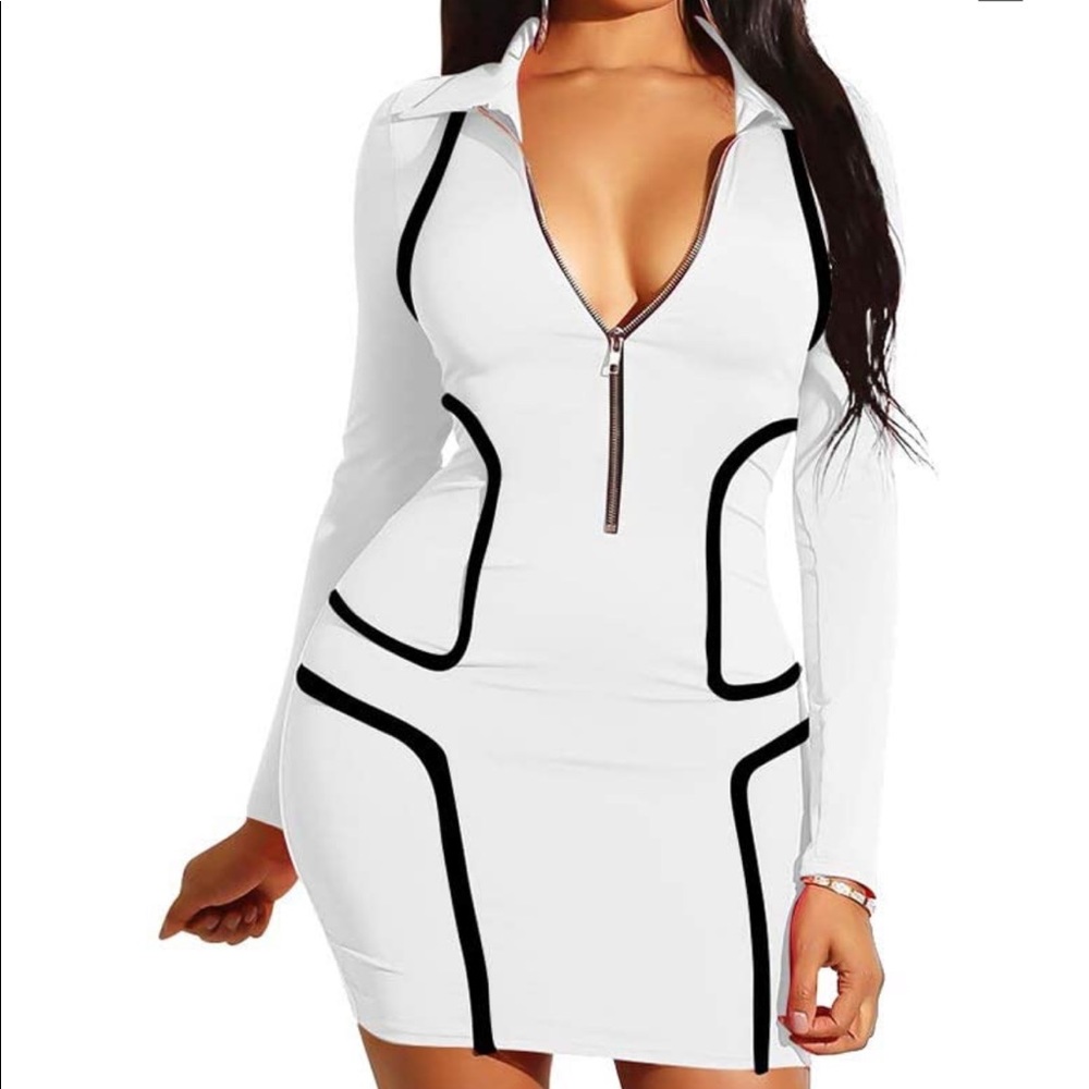 Contrast Piping Bodycon Dress